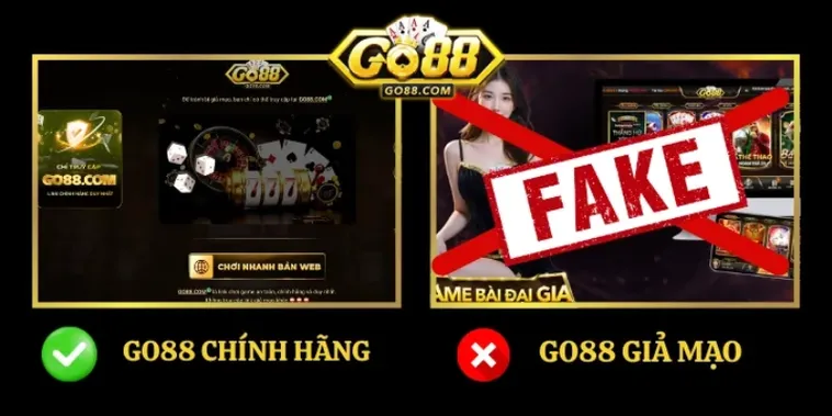 Khi so sánh trực tiếp, logo và trang chủ thật tạo cảm giác chuyên nghiệp, trong khi bản giả trông tạm bợ và thiếu tin cậy.